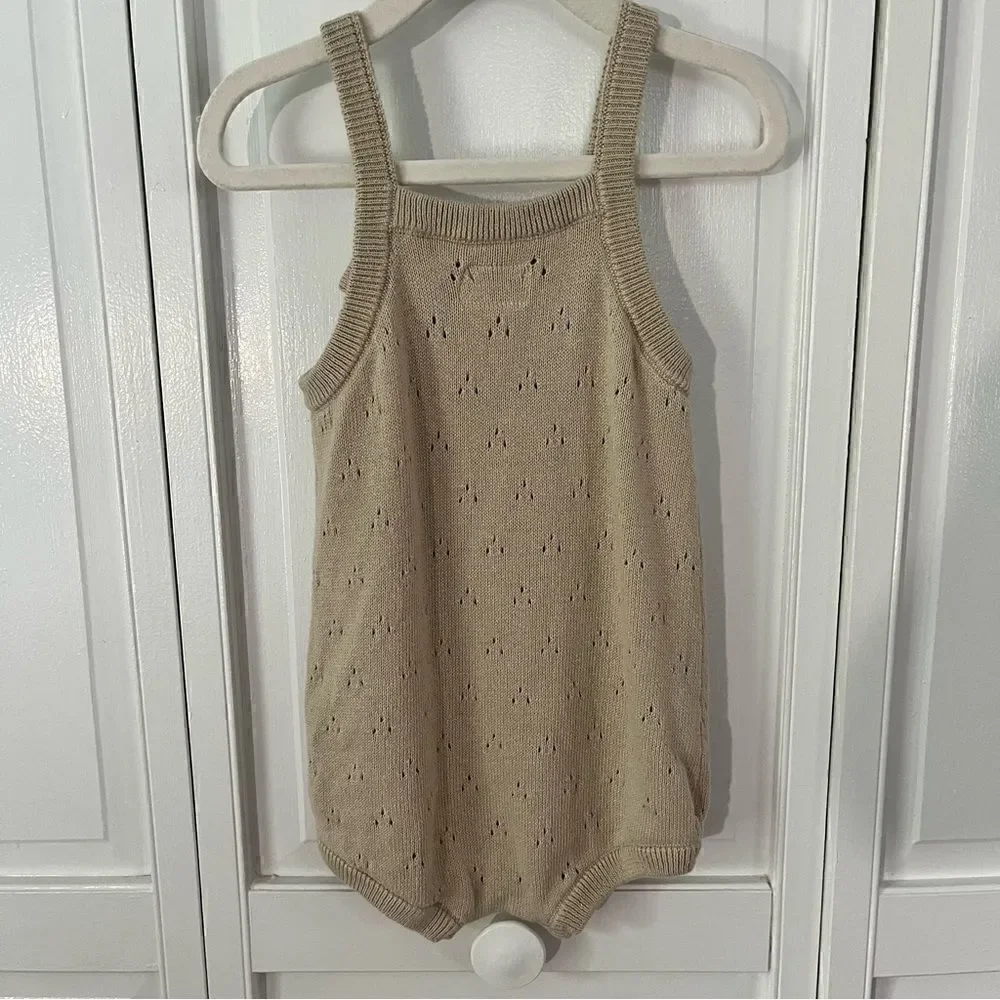 Carter's Organic Little Planet Baby Pointelle Cream Color Bubble Romper Size 18m